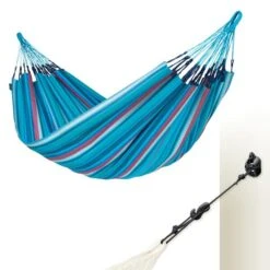LA SIESTA Tweepersoonshangmat Brisa Outdoor - Zeeblauw -Tuinonderhoudsgereedschap Winkel brisa wave double classic hammock outdoor 1609770123 212 600