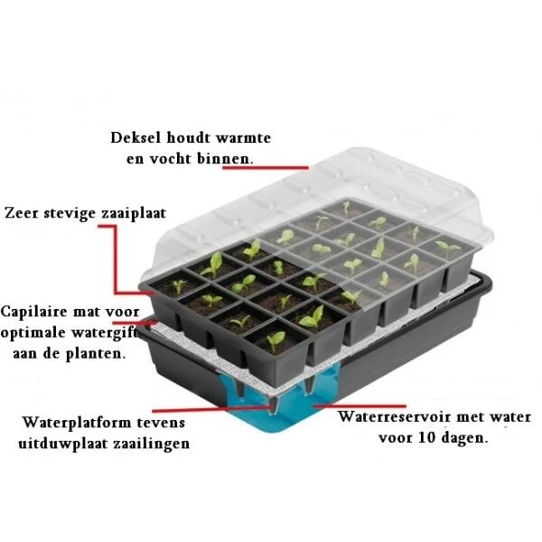 Kweekset Met Autobewatering - 24 Cellen 3 Kweekset Met Autobewatering - 24 Cellen - Afbeelding 3